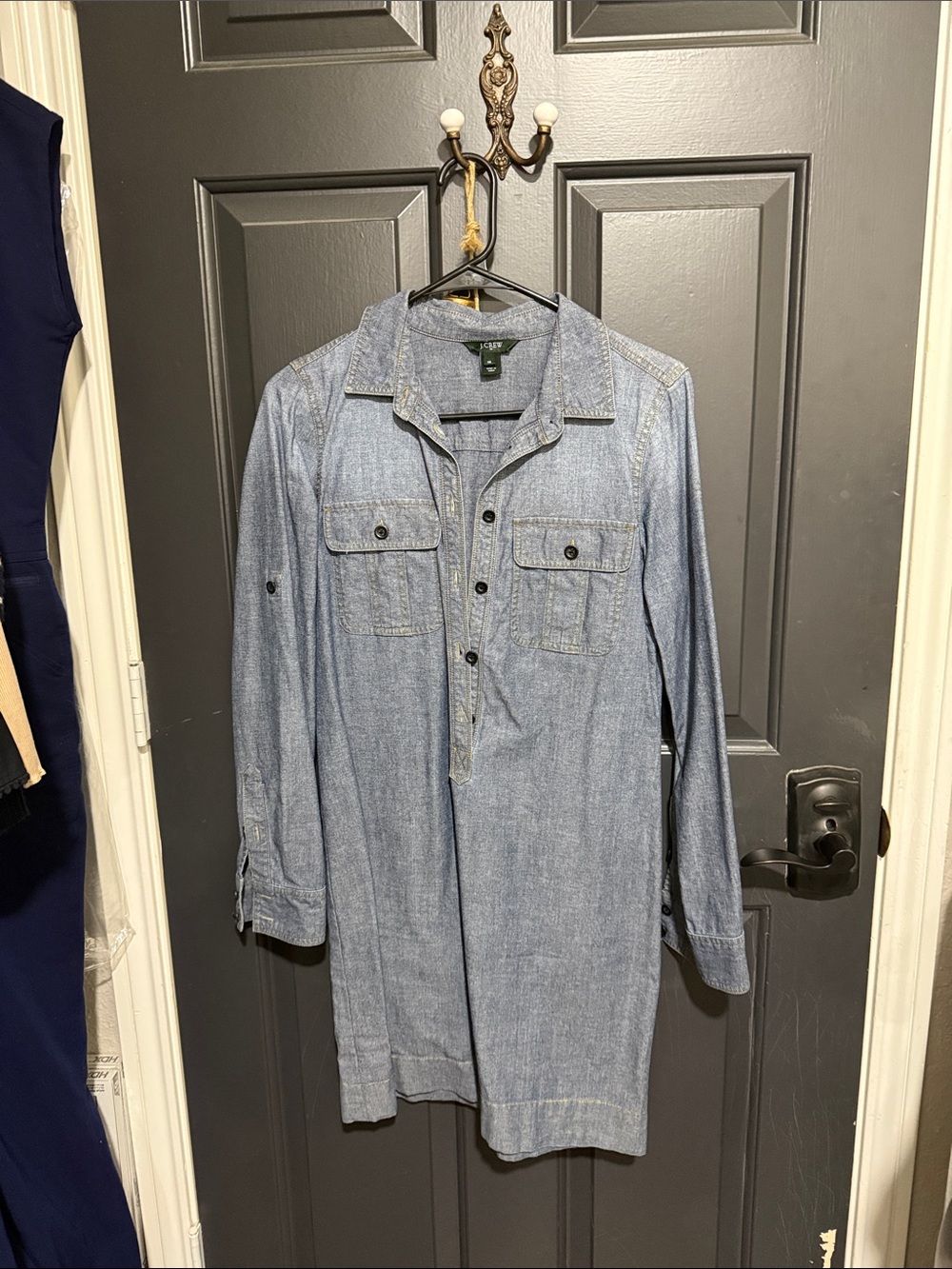 J. Crew Light Blue Denim Button-Front Tunic Shirt